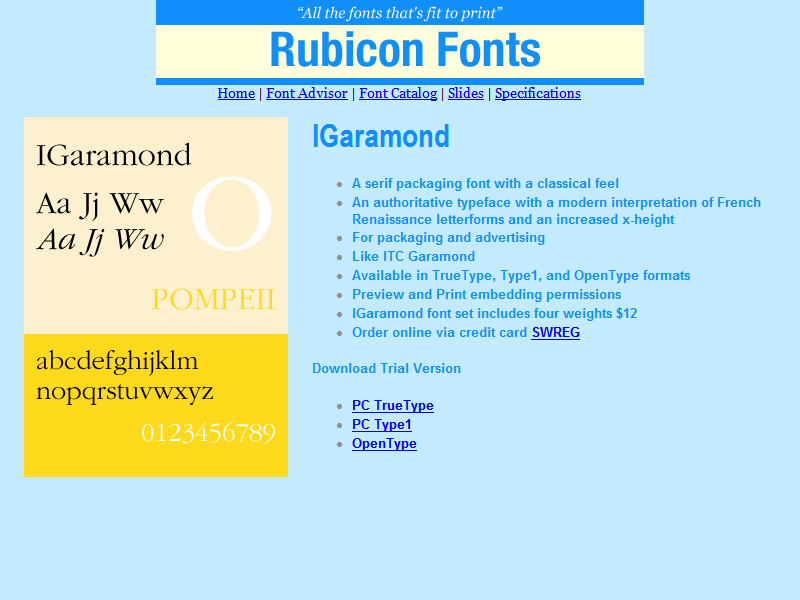 Screenshot for IGaramond Font OpenType 2.00