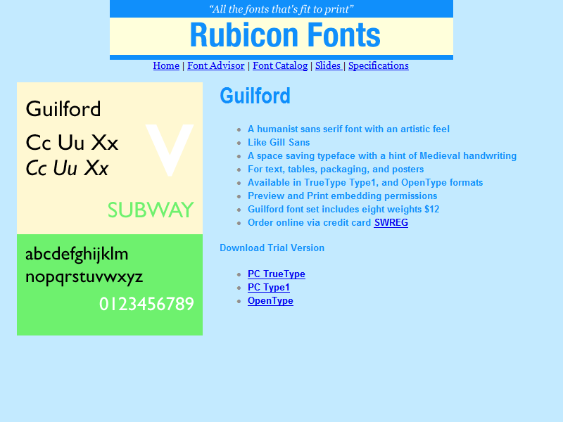 Guilford Font Type1 2.00 screenshot