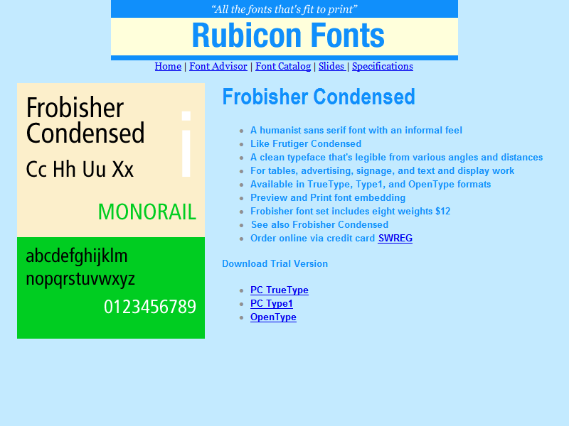 Frobisher Condensed Font Type1 2.00