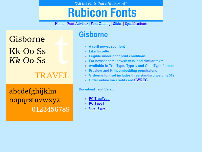 Screenshot for Gisborne Font TT 2.00