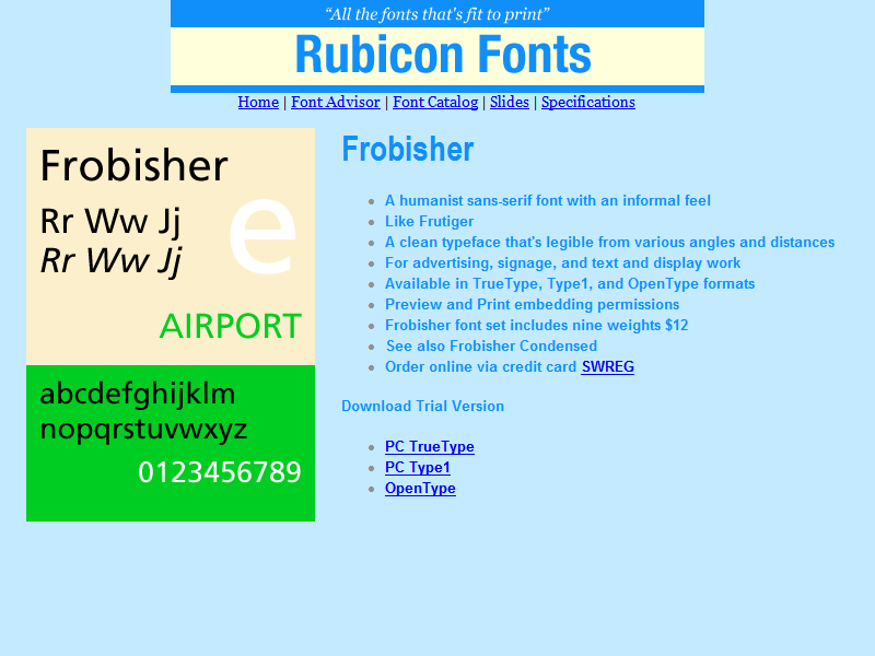 Screenshot for Frobisher Font OpenType 2.00