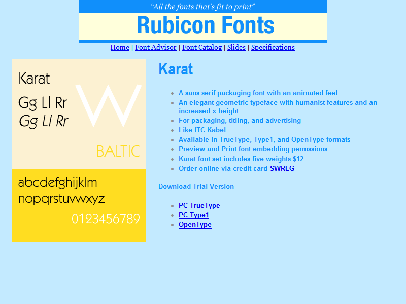 Click to view Karat Font Type1 2.00 screenshot